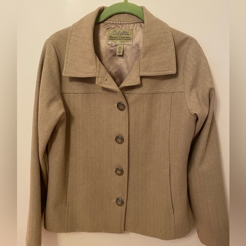 Cabelas Heritage Tan Wool Coat Herringbone Tweed Coat
